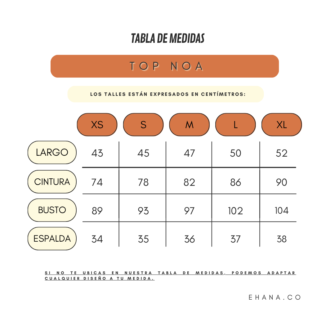TABLA DE MEDIDAS TOP NOA